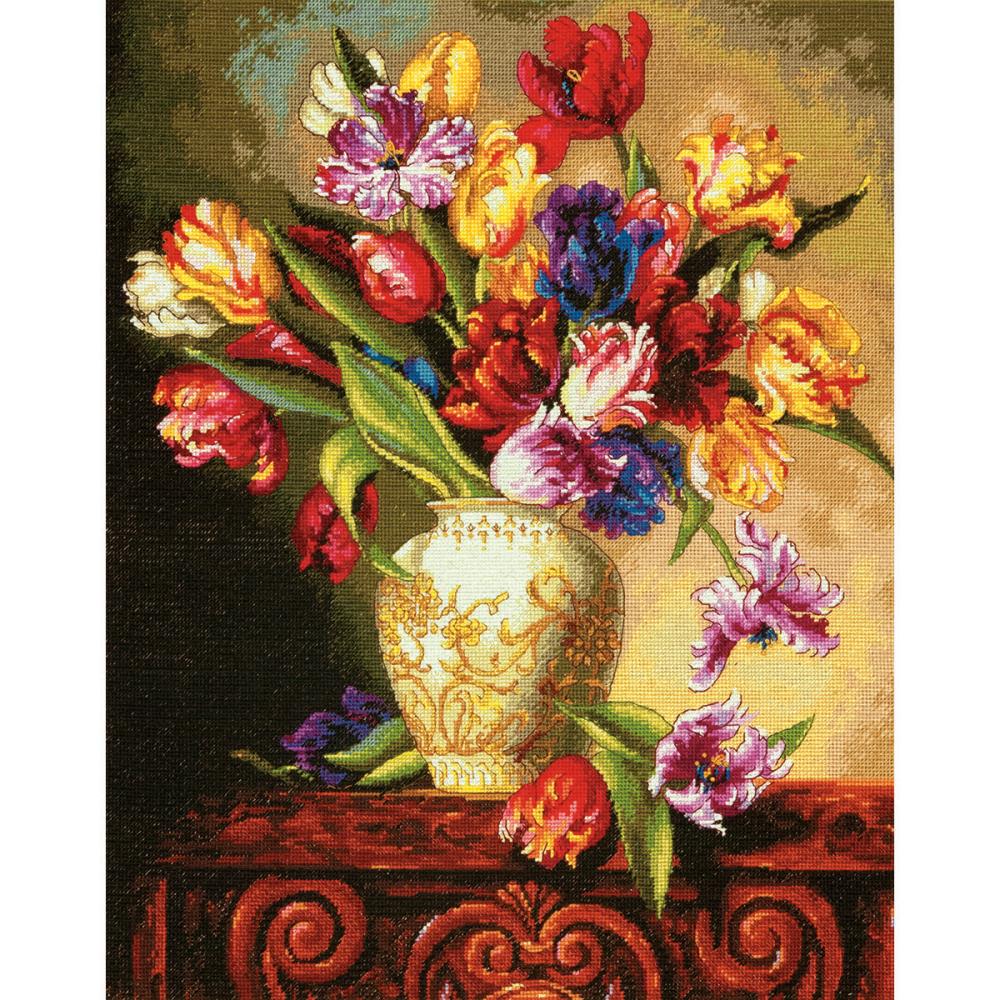 Gold Collection Parrot Tulips Counted Cross Stitch Kit